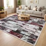 2Li Polo Life Savan 4M2 Pamuklu Lastiksiz Halı Örtüsü (170X245)-Taş Desen Bordo