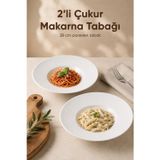 2'li Porselen Çukur Makarna Tabağı 28 cm