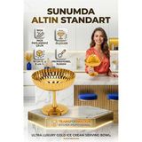 2'li Profesyonel İnox Gold Paslanmaz Çelik Ayaklı Dondurma ve Tatlı Sunum Kasesi Seti 723150