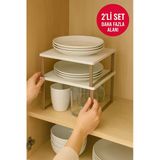 2’Li Raf Yükseltici Set – Beyaz Tabla Açık Kahverengi Ayak | Mutfak Dolabı Ve Tezgâh Düzenleyici