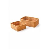 2'li Rattan Sepet Seti | El Yapımı Doğal Organizer&Dolapiçi Sepet