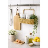 2li Rattan Sepetli Akrilik (Plastik) Çay/şeker Kavanozu Sarkan Çiçek Hediyeli 4lü Set Asılabilir Sepet - Beyaz - 900 ml