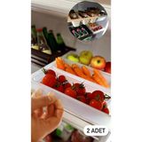 2'li Roma Bölmeli Sebze Meyve Saklama Kabı, Dolap Içi Düzenleyici Set - Antrasit - Seçenek 1