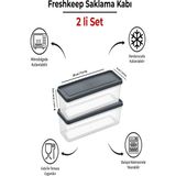2'li Saklama Kabı 1,3 Litre Derin Dondurucu Mikrodalga Uyumlu - Gri