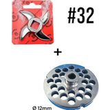 2'li Salvador 32# Kıyma Makinası Ayna Bıçak Seti (Paslanmaz) 12MM