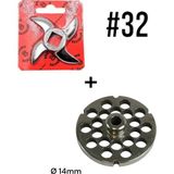 2'li Salvador 32# Kıyma Makinası Ayna Bıçak Seti (Paslanmaz) 14MM