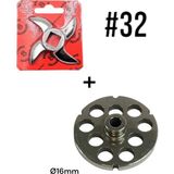 2'li Salvador 32# Kıyma Makinası Ayna Bıçak Seti (Paslanmaz) 16MM