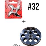 2'li Salvador 32# Kıyma Makinası Ayna Bıçak Seti (Paslanmaz) 18MM
