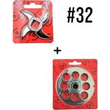 2'li Salvador 32# Kıyma Makinası Ayna Bıçak Seti (Paslanmaz) 20MM