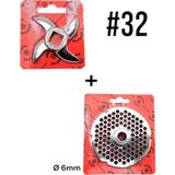 2'li Salvador 32# Kıyma Makinası Ayna Bıçak Seti (Paslanmaz) 6mm