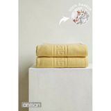 2'Li Sarı Greek Banyo Havlusu - 70X140 Cm, 490 Gr, %100Pamuk, Spa Ve Otel Havlusu
