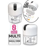 2Li Sarjli Mini El Rondosu Celik 3 Bicakli 250 Ml Mutfak Robotu Hazneli Sebze Et Dograyic Rende