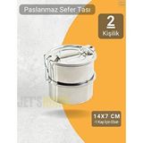 2’li Sefer Tası 14x7 Cm Yemek Taşıma Kabı Paslanmaz Çelik No:2 Kapasite 2 Kişilik