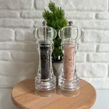 2li Şeffaf Akrilik 19 cm Büyük Boy Baharat Tuz Karabiber Öğütücü Değirmeni