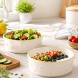 2'li Seramik Kase Seti 400 ml, 15 cm Salata Kasesi, Kahvaltılık Yoğurt Çorba ve Meze Kasesi, Porsiyon Kontrollü Diyet Kase, Sunum İçin Şık Bowl Seti, BEYAZ*PAPATYA