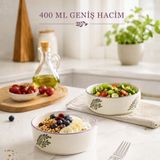 2'li Seramik Kase Seti 400 ml, 15 cm Salata Kasesi, Kahvaltılık Yoğurt Çorba ve Meze Kasesi, Porsiyon Kontrollü Diyet Kase, Sunum İçin Şık Bowl Seti, MOR*LAVANTA