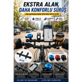 2'Li Set - 20 Cm Bisiklet Gidon Uzatma Aparatı Ve Renkli Bisiklet Zili Seti Telefon Far Tutucu