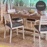2'li Set 45x45 Cm Antrasit Bağcıklı Sandalye Minderi - Pamuk Polyester Kumaş Kırpıntı Süngerli Bahçe Ve Mutfak Sandalye Minderi Antrasit - Gri