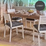 2'Li Set 45x45 Cm Antrasit Gri Bağcıklı Sandalye Minderi - Pamuk Polyester Kumaş Kırpıntı Süngerli Bahçe ve Mutfak Sandalye Minderi