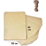 2li Set (50 Adet 22X35 + 15M Jüt Ip) Hazır Kraft Hediye Paketi Kalın Otantik Hediye Ambalaj Kağıdı