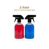 2'Li Set, 500 Ml Tombul Plastik Sprey Şişe, Kolonya Dezenfektan Temizlik Spreyi Şişesi