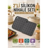 2'Li Set Antrasit Silikon Nihale 16X16cm Çok Amaçlı Tencere Tava Altlığı Fırın Tepsi Tutacağı