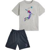 2'li Set Baskılı Kız Çocuk Pamuk Şort Tshirt Takım 05 5 6 7 8 9 10 11 12 13 14 Yaş Tişört Voleybol - Siyah - Gri - 5 - 6 Yaş