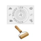 2'Li Set Beyaz 45X65 Cm Silikon Hamur Açma Matı Ve Pratik Ahşap Saplı Silindir Açıcı