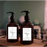 2li Set Beyaz Etiket Amber Mika Plastik Şişe Bulaşık Deterjanlık Sıvı Sabun 2x500ml BOŞ