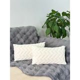 2'li Set Bohem Özel Tasarım Punch Panç Desen Ekru Dekoratif Kırlent Kılıfı Sarmaşık 28X50 cm - 28 x 50 cm