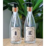 2li Set Cam Şişe Vintage Boş Suya Dayanıklı Etiket Cam Şişe Bulaşık Deterjanlık Çamaşır Suyu 2X330ML