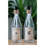 2li Set Cam Şişe Vintage Boş Suya Dayanıklı Etiket Cam Şişe Bulaşık Deterjanlık Sıvı Sabunluk 2X330ML