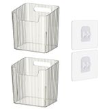 2'li Set Depolama Düzenleyici Kutusu Duvara Monte Yüzer Raflar Buzdolabı Düzenleyici Duvar, Buzdolabı, Mutfak, Banyo, Tezgah, Kiler için İstiflenebilir Şeffaf Plastik Saklama Kovaları - BPA İçermez