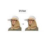2'li Set Geniş Siper Gölgelikli UV Korumalı Önden Cırtcırtlı Yazlık Güneş Şapkası Unisex