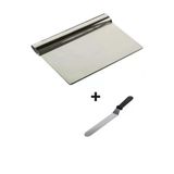 2Li Set Hamur Şekillendirici Eğik Pasta Spatulası +Metal Hamur Kazıyıcı Spatula