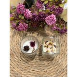 2'li Set Kokulu Mum, Kare ve Silindir Mum, Çiçek Kokulu, Beyaz, 5 x 5-7 cm - Çok Renkli - 1