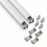 2'Li Set Köşe Led Profil Kanal 18X18mm Alüminyum 1 Metre Sıva Üstü Eloksallı Şerit Led Kanalı Opak Kapaklı Tutuculu 8987 Vitrin