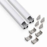 2’li Set Köşe LED Profil Kanal 18x18mm Alüminyum 2 Metre Sıva Üstü Eloksallı Opak Kapaklı Şerit LED Kanal Seti 8987