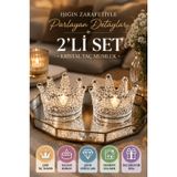 2'li Set Kristal Taç Mumluk Şeffaf OPH-001443