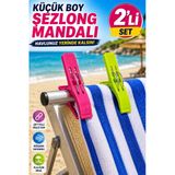 2'Li Set Küçük Boy Şezlong Mandalı Çift Telli Plaj Havlusu Halı Battaniye Çamaşır Mandalı Karışık