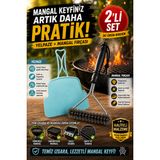 2'Li Set Mangal Yelpazesi Ve Izgara Temizlik Fırçası Kamp Piknik Barbekü Mangal Aksesuarı Pratik