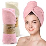 2li Set Mikrofiber Saç Havlusu Plaj Deniz Havuz Bonesi Banyo Saç Kurutma Baş Havlusu Krem-Pembe