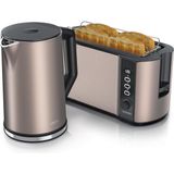2’li Set Paslanmaz Çelik Kettle & 4 Dilimli Tost Makinesi LED Ekranlı, 6 Kademeli - Bakır
