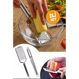 2li Set Paslanmaz Çelik Rende ve Soyacak Peynir Çikolata Zencefil Patates Limon Rende Sebze Soyucu