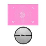 2li Set Pembe 45x65 Cm Silikon Hamur Açma Matı Ve Pizza Tepsisi 32 Cm Çok Renkli