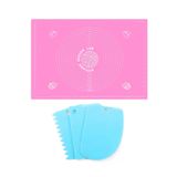 2'Li Set Pembe 45X65 Cm Silikon Hamur Açma Matı Ve Şekillendirme Seti 3’Lü
