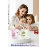 2'Li Set | Pipetli Kupa Kulplu Çocuk Bardağı - Anti-Damla Kapaklı - 350 Ml Alıştırma Bardağı 718282