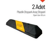 2'li Set Plastik Oto Park Araç Stoperi – 60 cm Siyah-Sarı Kompakt Model
