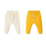 2li Set Premıum Alt Eşofman%100PAMUK 0-3AY/3 Yaş Arası Kız Erkek Bebek Unisex (50, Beyaz-Hardal, 18-24 Ay)