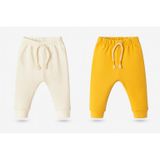 2li Set Premıum Alt Eşofman%100PAMUK 0-3AY/3 Yaş Arası Kız Erkek Bebek Unisex (50, Beyaz-Hardal, 6-9 Ay)